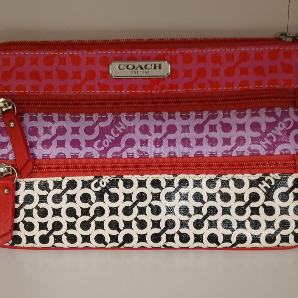 Coach Red and Purple Geometric Clutches